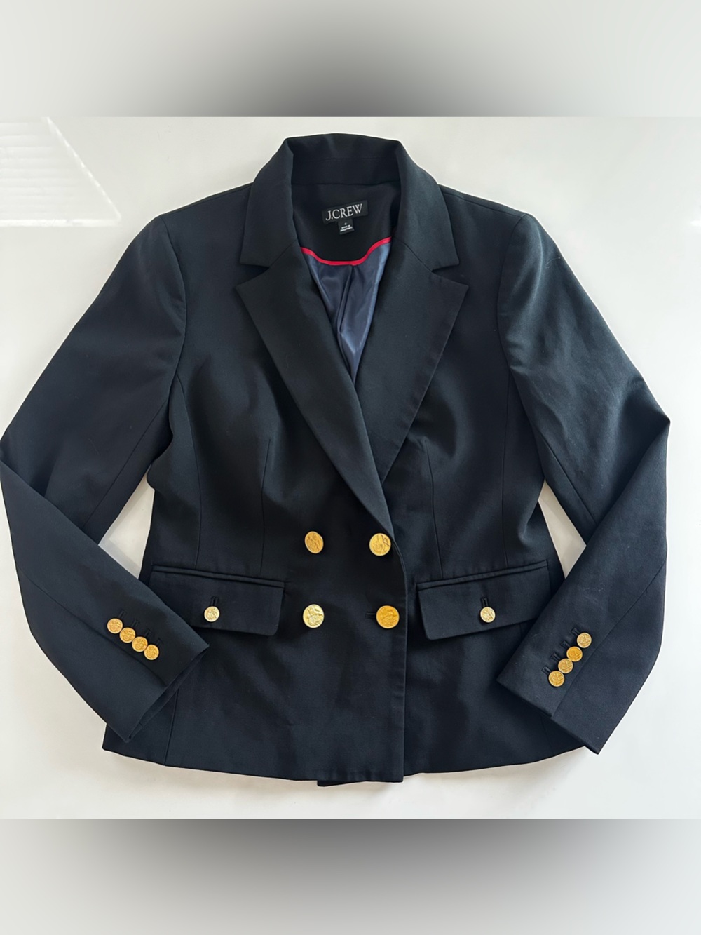 J.Crew Tollegno 1900 Italian four season wool Black Blazer with gold buttons